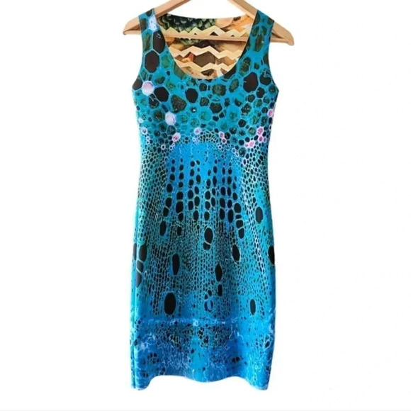 Animapop Italian Reversible Multicolor Sleeveless Mini Dress Size Small. - Picture 12 of 16